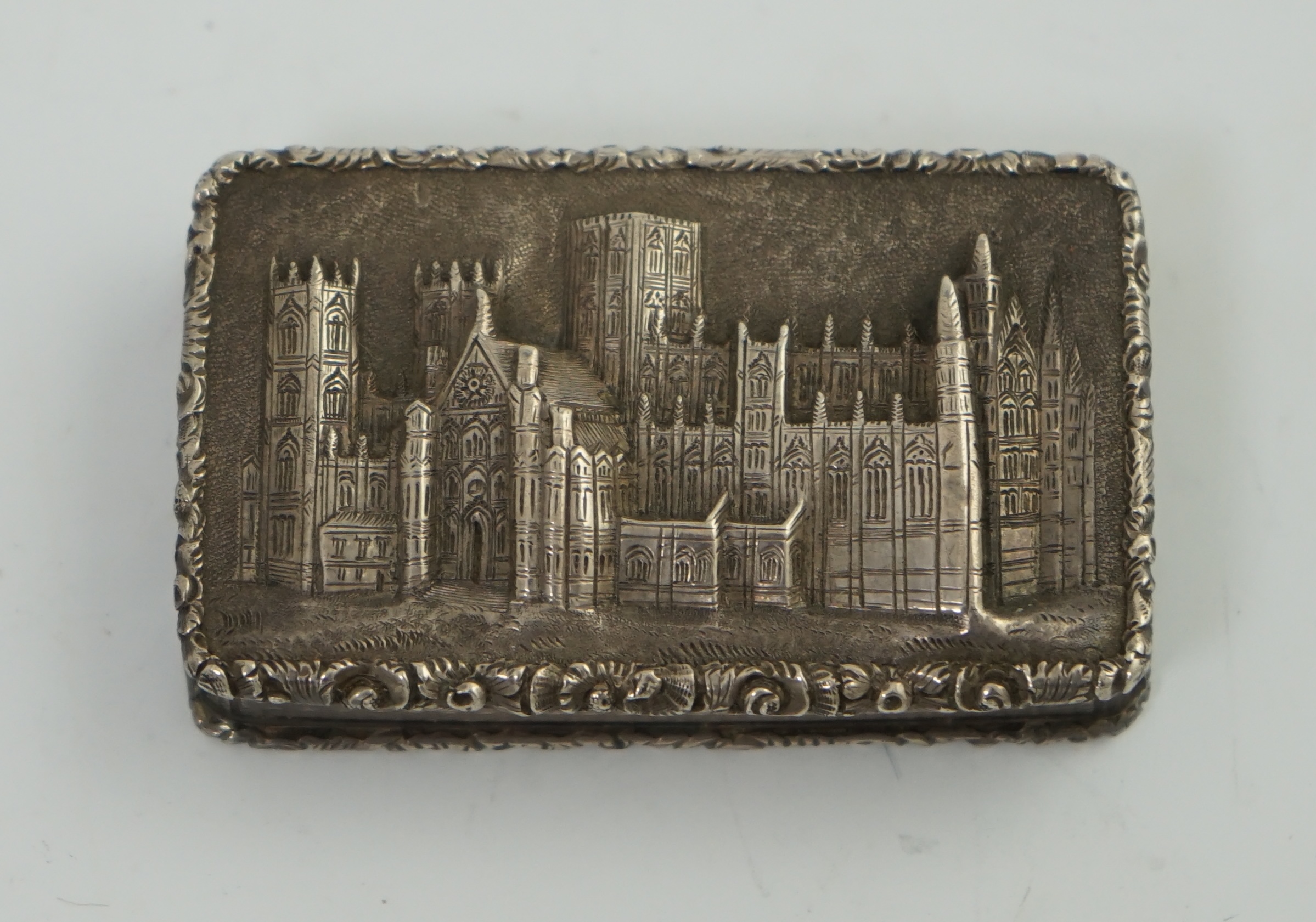 An early Victorian silver York Minster 'castle-top' vinaigrette, By Nathaniel Mills